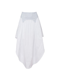 Poplin Garter Skirt- White & Blue Stripes-Fleur du Mal