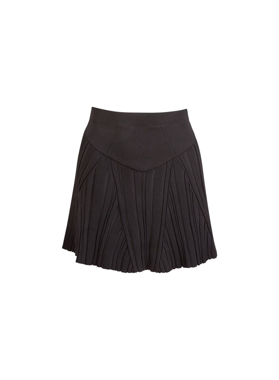 Black - Rib Flared Skirt | Fleur du Mal