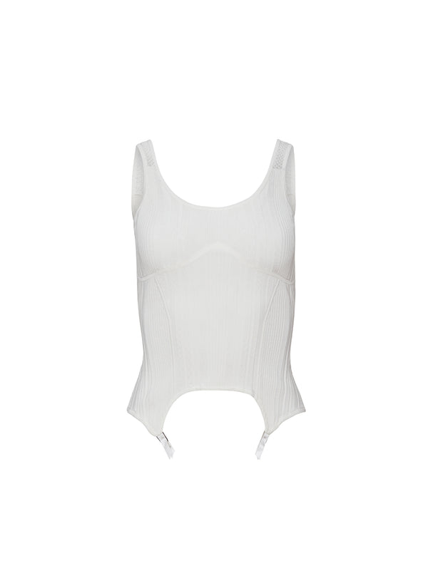 White - Rib Garter Top | Fleur du Mal