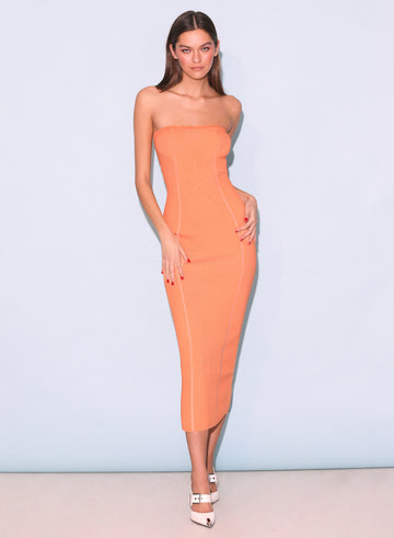 Orange rib - Rib Knit Tube Dress | Fleur du Mal