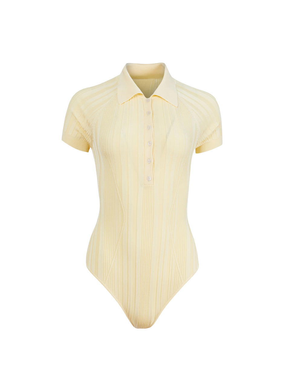 Butter - Rib Polo Bodysuit | Fleur du Mal