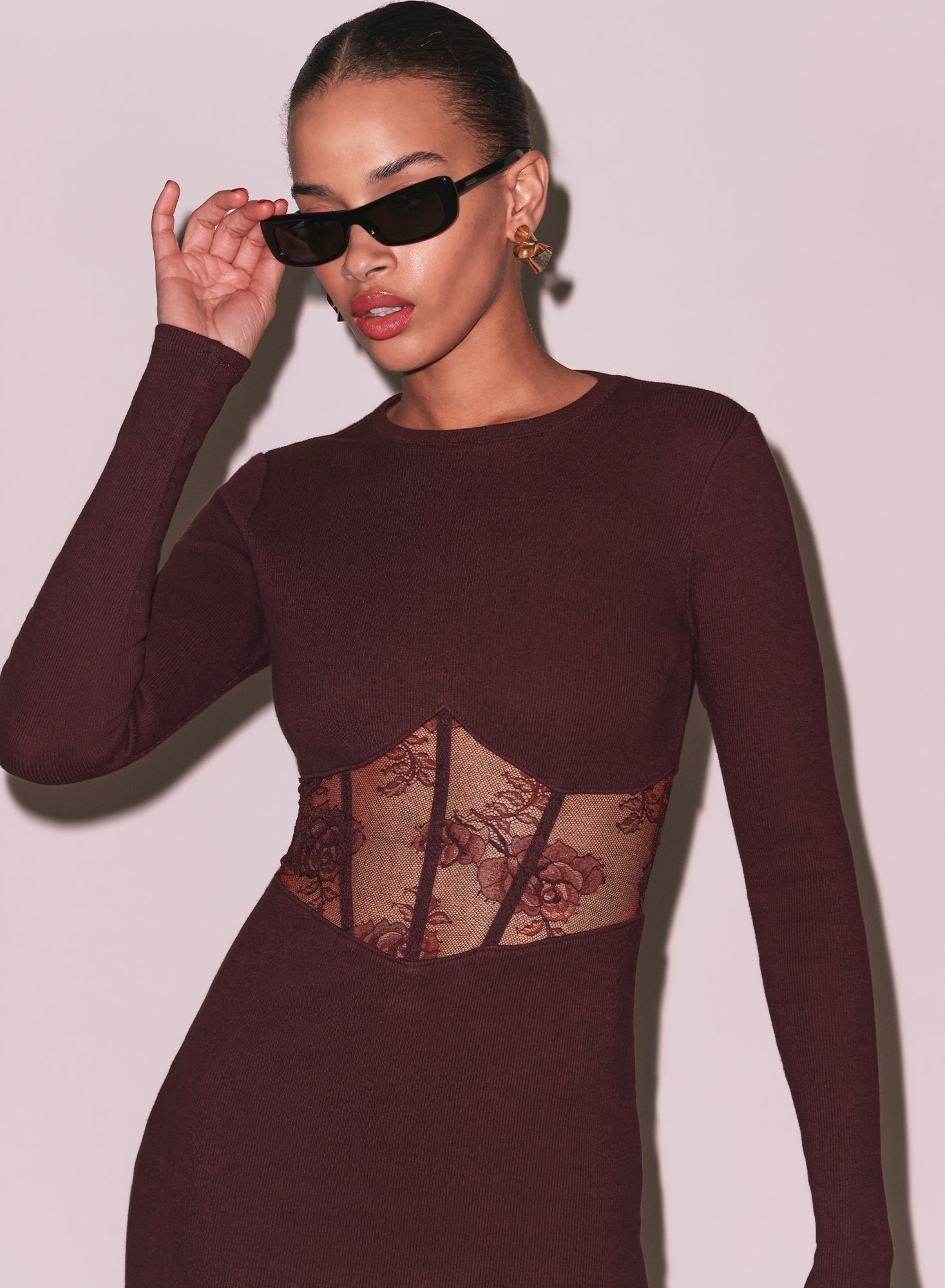 Rib & Bouquet Lace Boned Dress