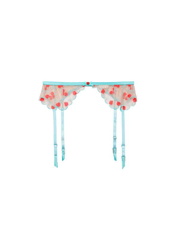 Bright jade - Rose &amp; Vine Embroidery Garter Belt | Fleur du Mal