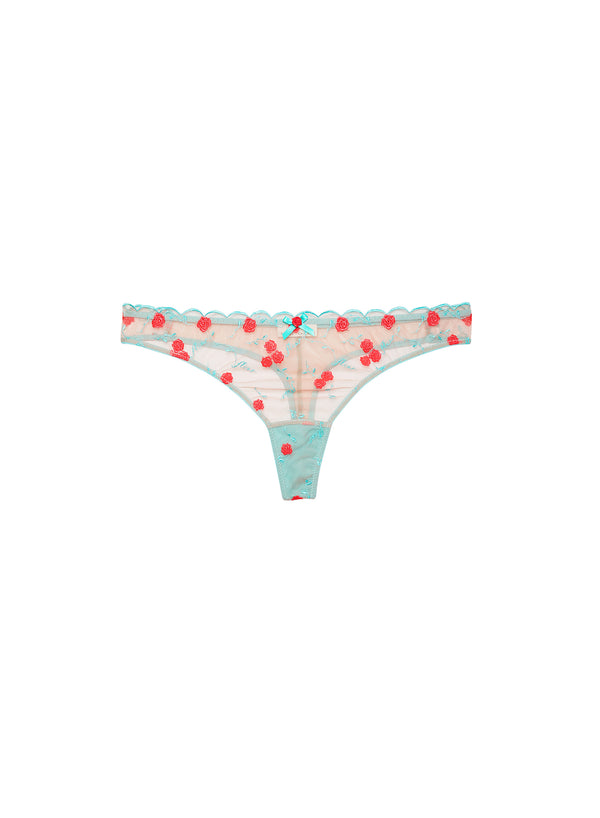 Bright jade - Rose &amp; Vine Embroidery Thong | Fleur du Mal