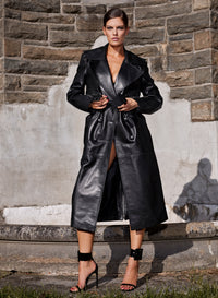 Moto Leather Trench Coat