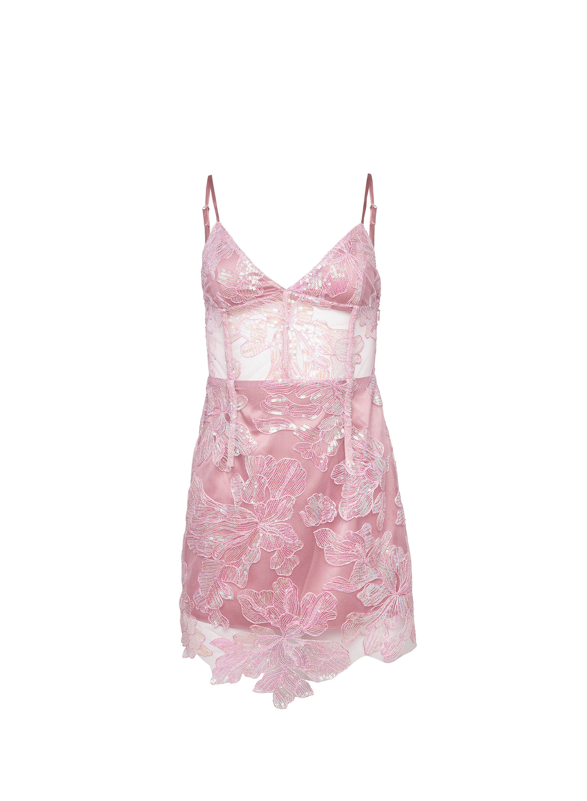 Sequin Petal Mini Dress in Gold White
