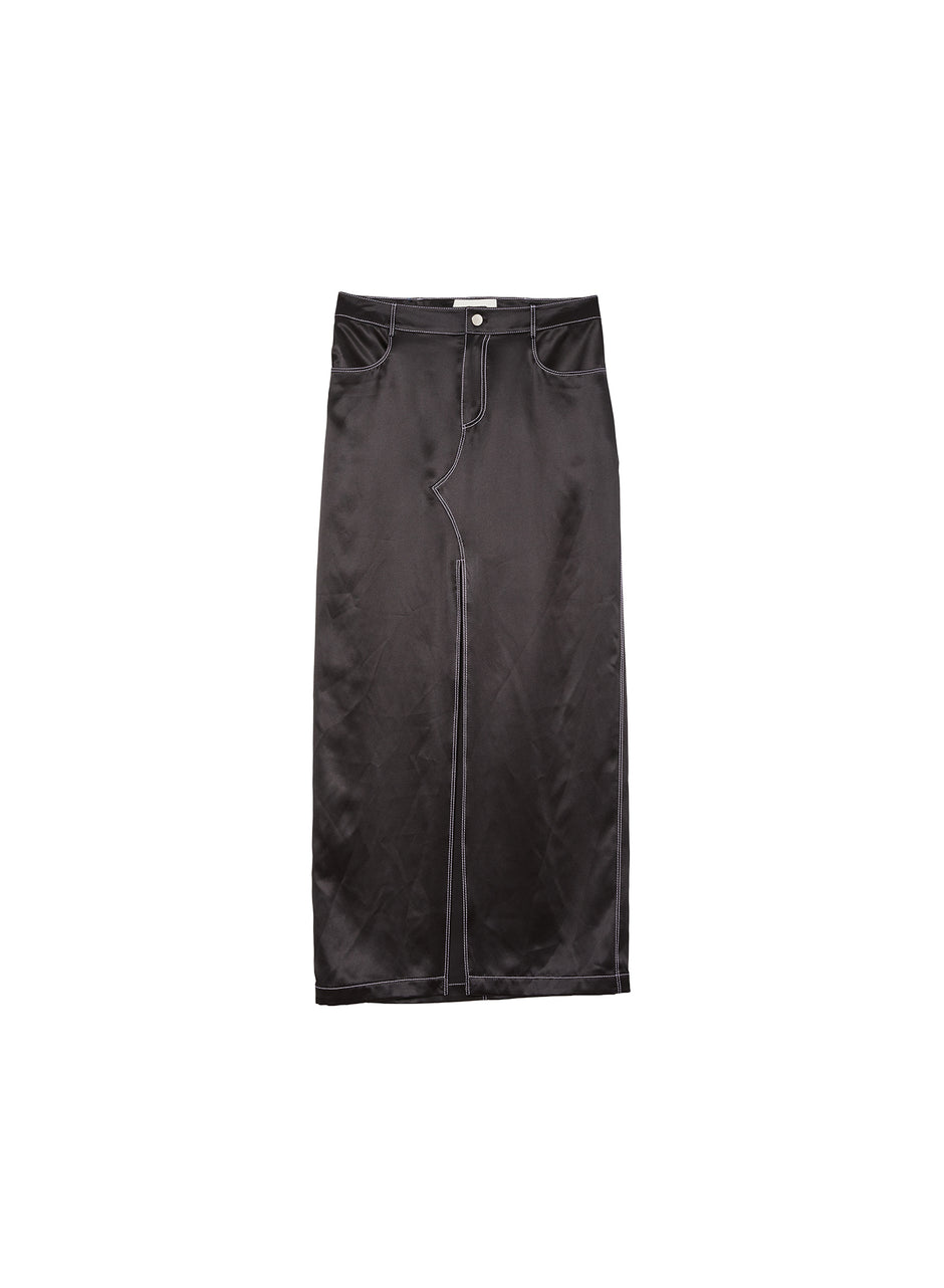 Black - Silk Maxi Skirt | Fleur du Mal