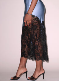 Silk & Lace Scallop Midi Skirt