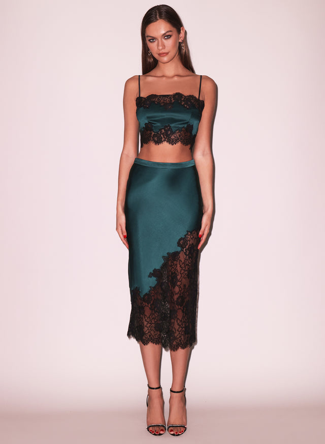 Denim blue - Silk &amp; Lace Bandeau Top | Fleur du Mal