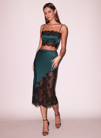 Silk & Lace Scallop Midi Skirt