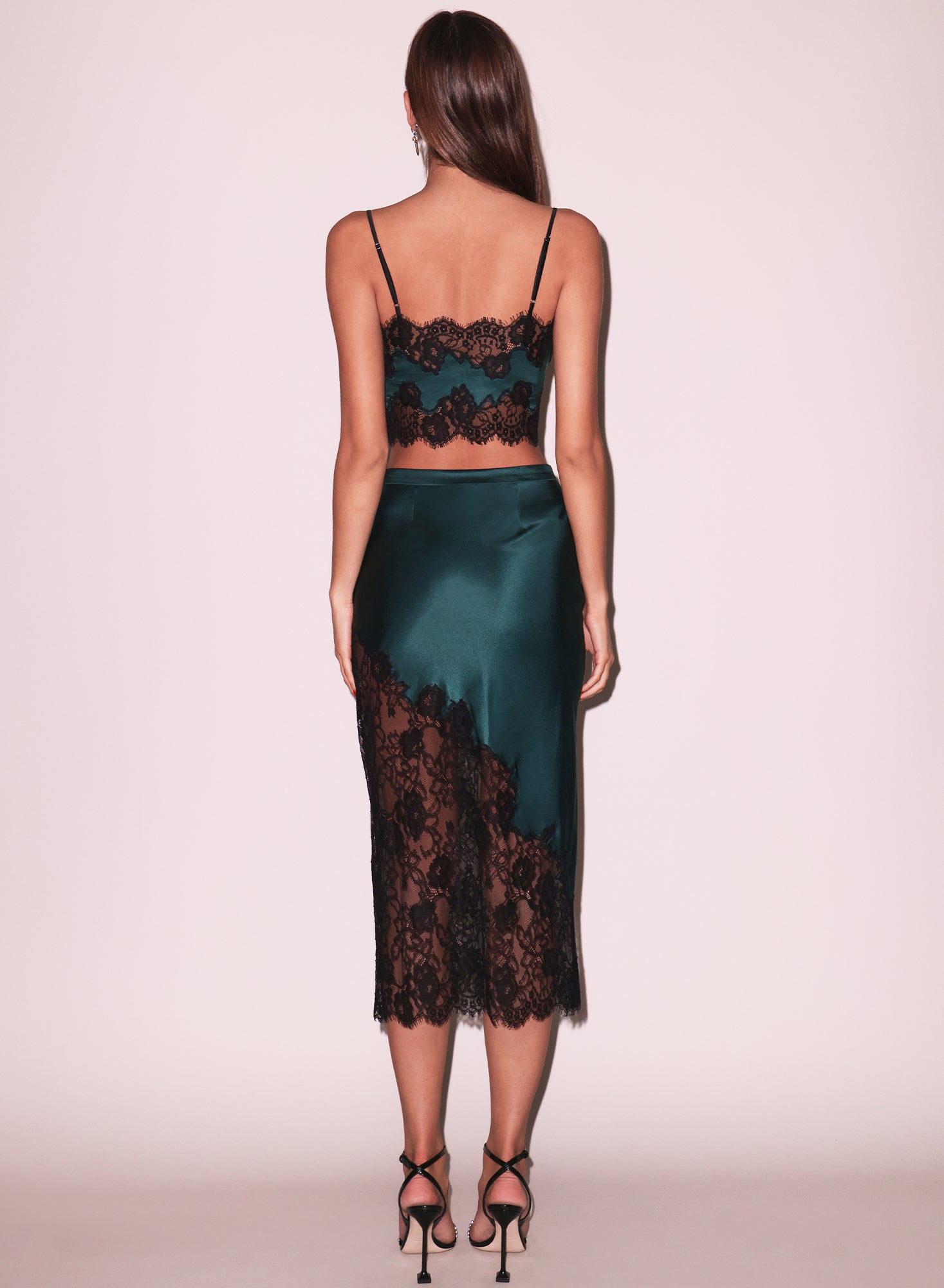 Silk & Lace Scallop Midi Skirt