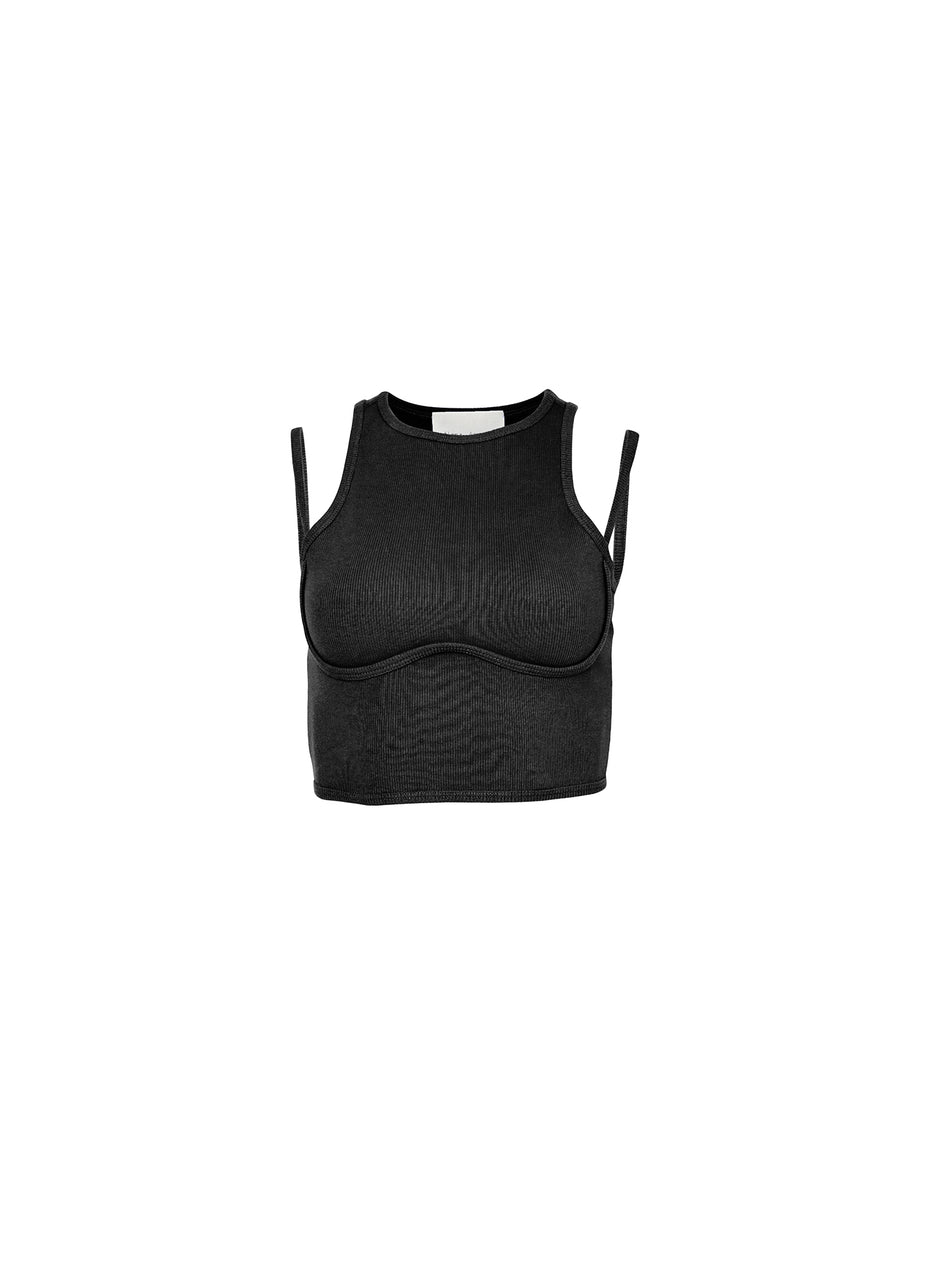 Black - Strappy Ribbed Tank | Fleur du Mal