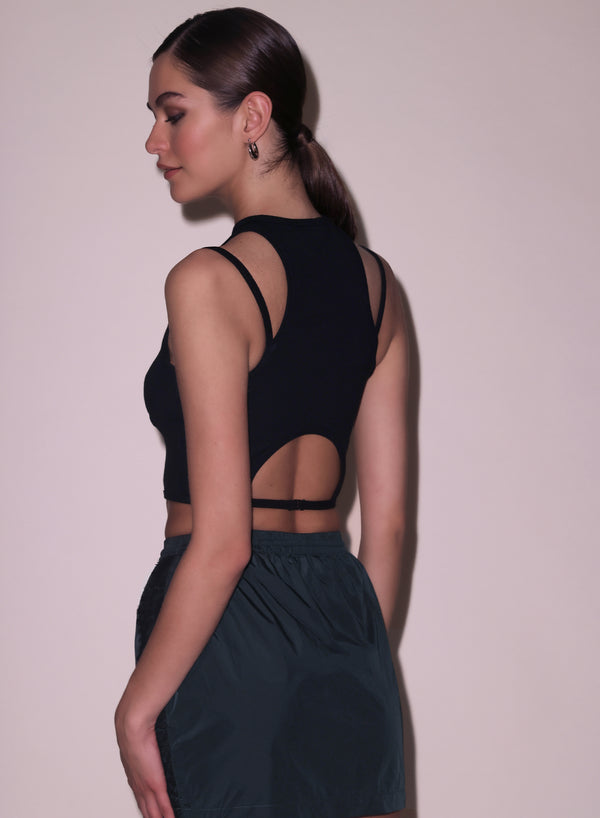 Black - Strappy Ribbed Tank | Fleur du Mal