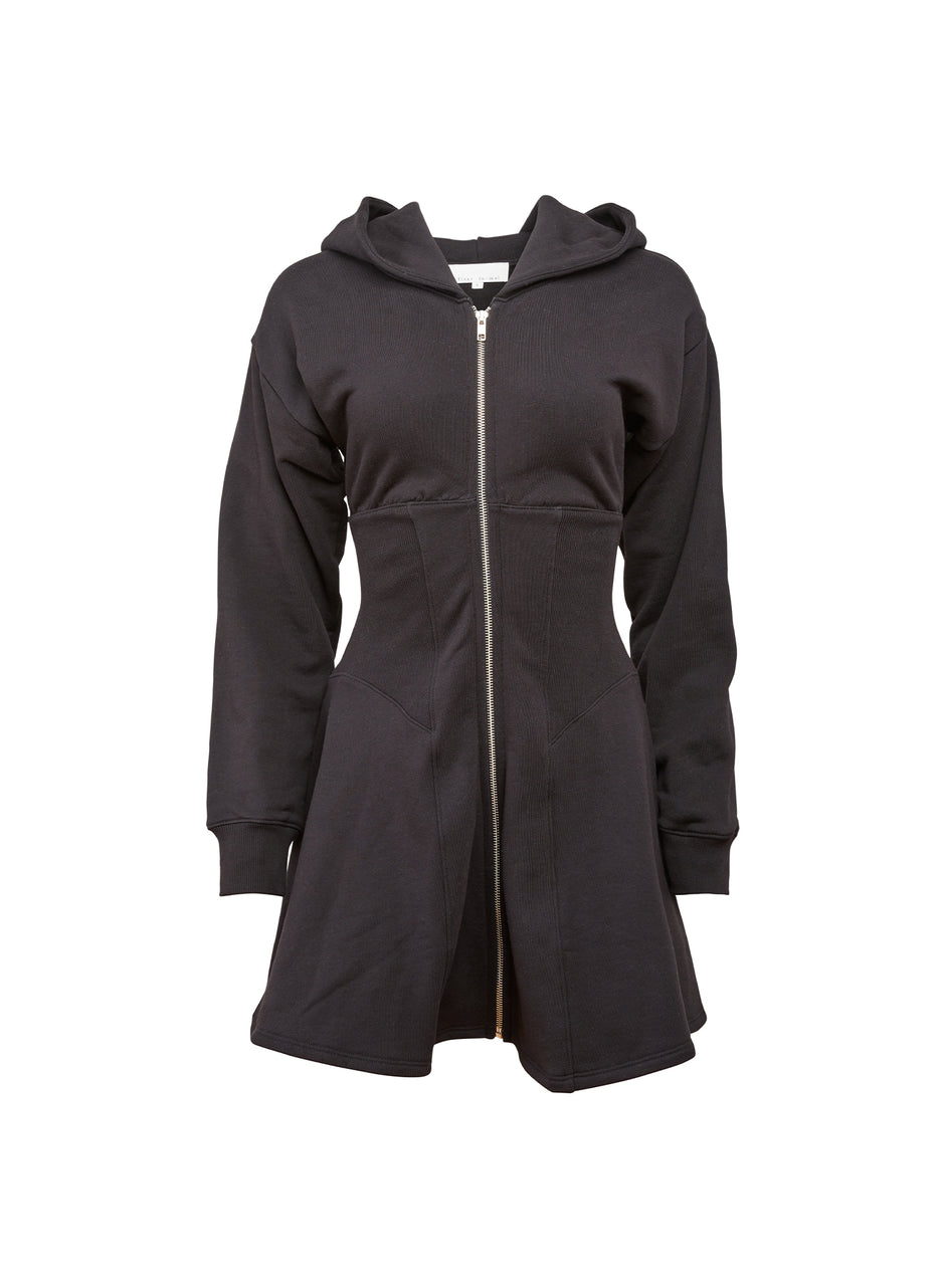Black Unzip Me Hoodie Dress