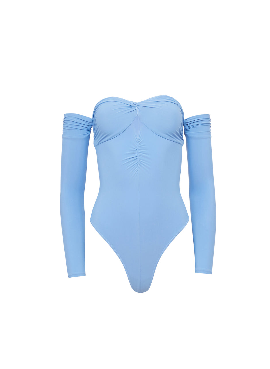 Astrid blue - Jersey Ruched Bodysuit | Fleur du Mal