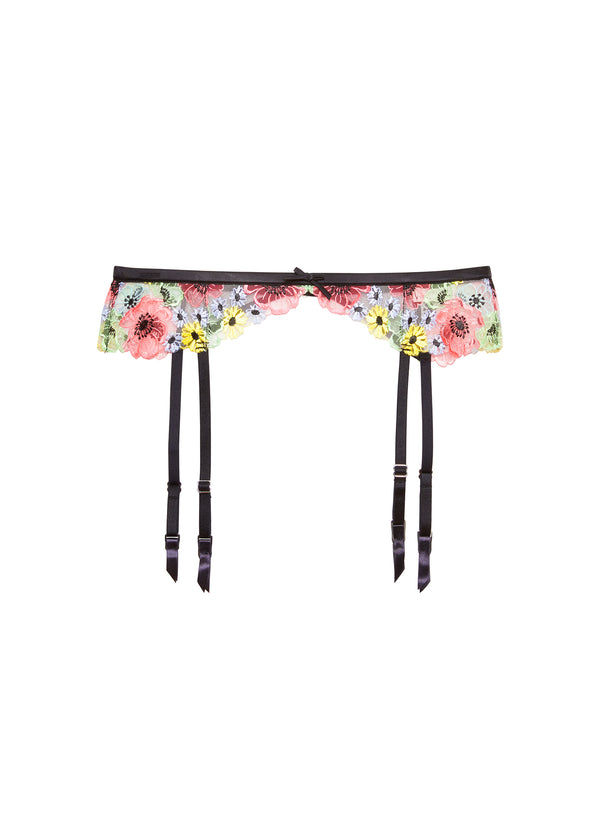 Black - Azalea Embroidery Garter Belt | Fleur du Mal