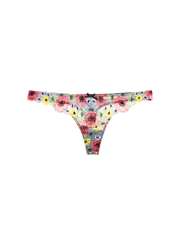 Black - Azalea Embroidery Thong | Fleur du Mal