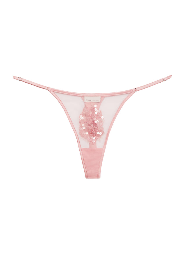 Pink lady - Beaded Appliqué Thong | Fleur du Mal