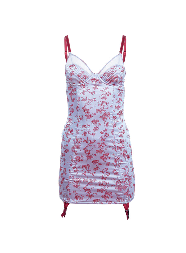 Blue mist - Rose Jacquard Bebe Slip Dress | Fleur du Mal