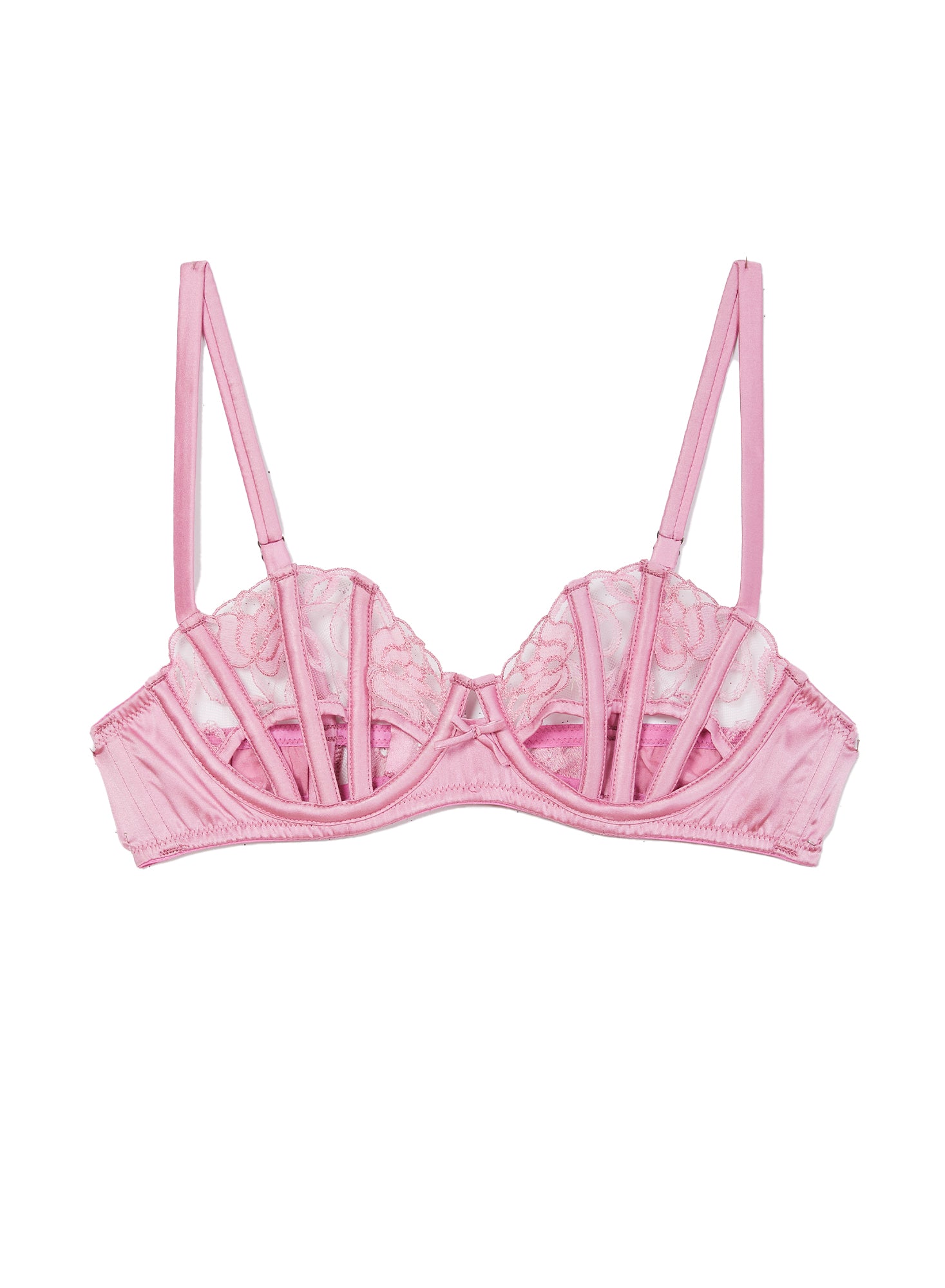 Buy Vintage Pink Satin Bra Garter Lace Rhinestone Set 34B Online