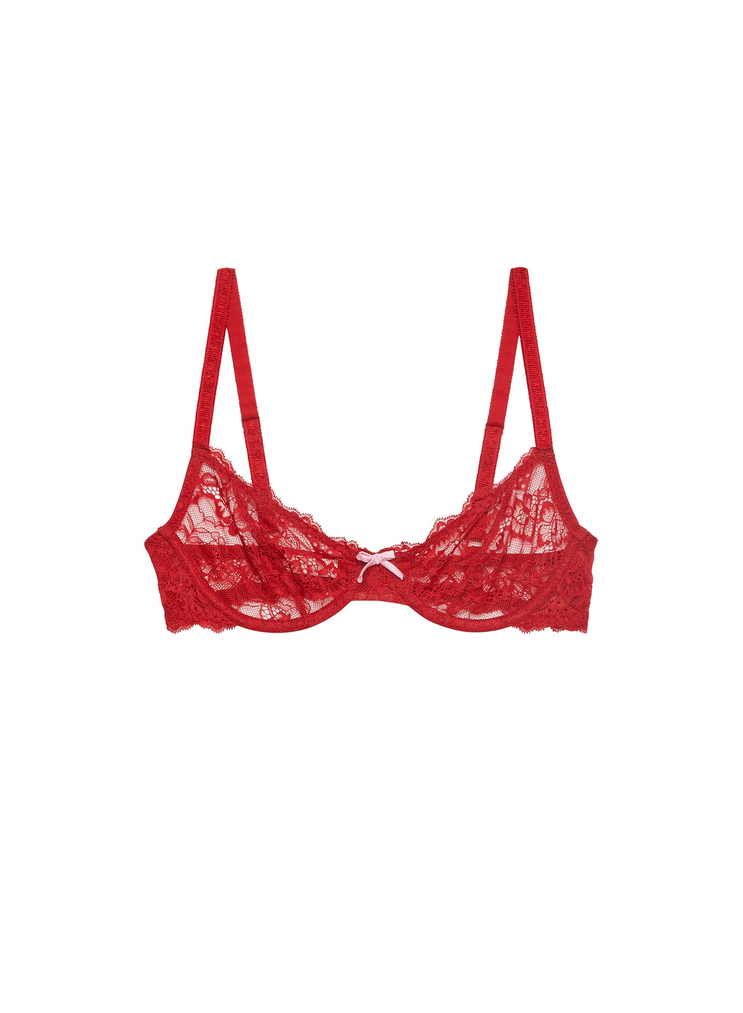 Bianca Lace Bra in red- fleur du mal-flat