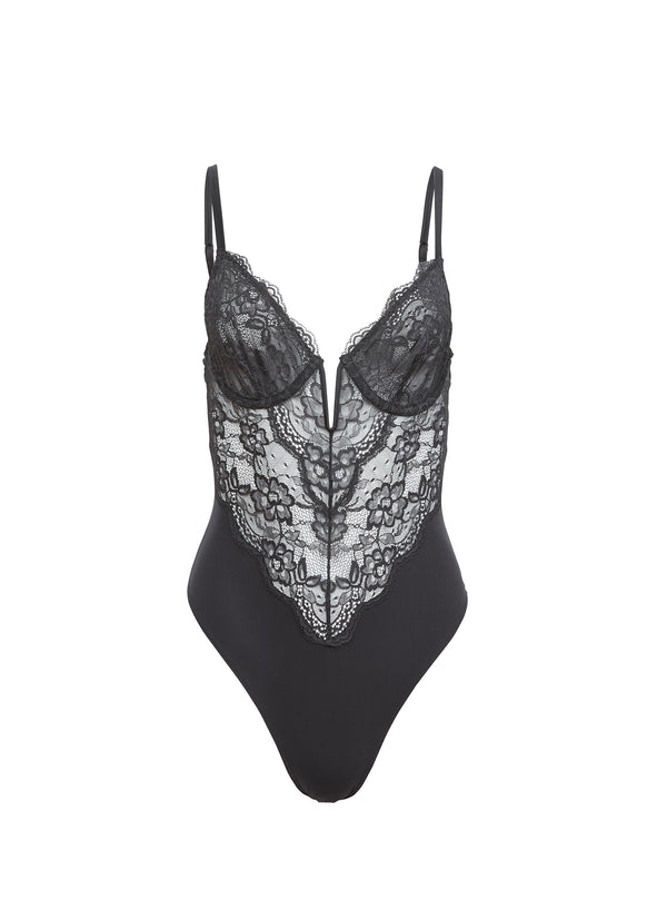 Black - Bianca Lace Bodysuit | Fleur du Mal