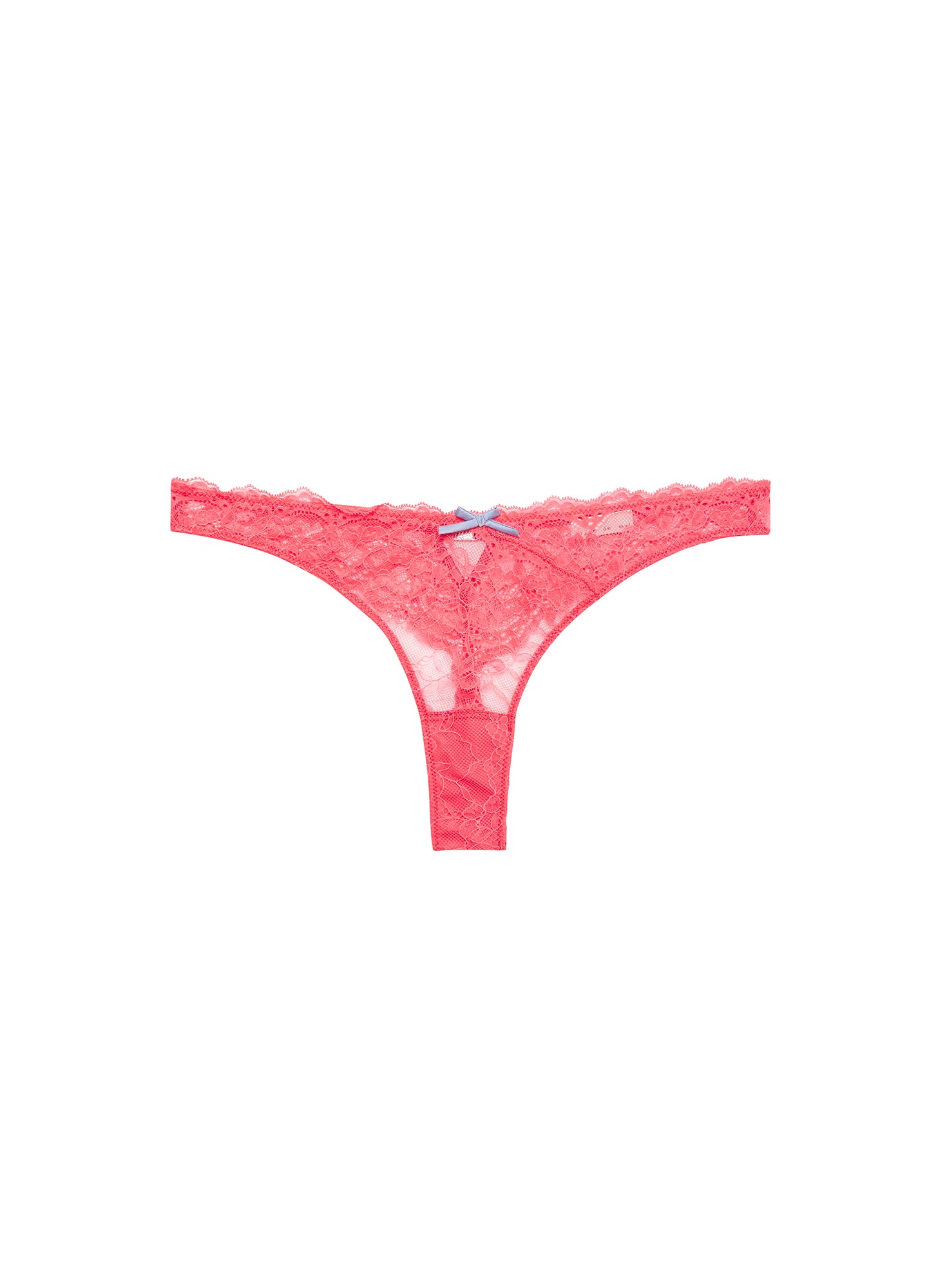 Bianca Lace Thong-Neon Coral-flat