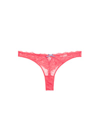 Bianca Lace Thong-Neon Coral-flat