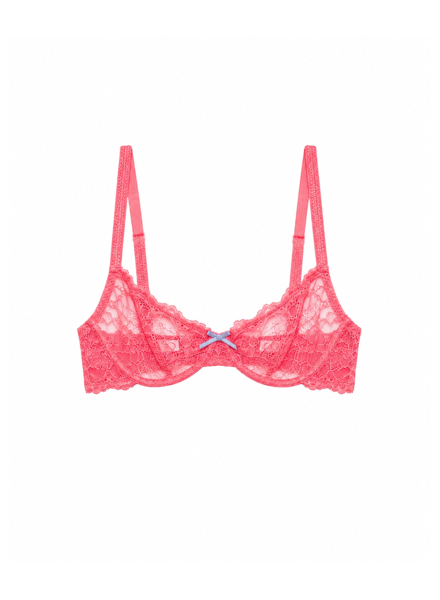 Bianca Lace Bra-Neon Coral-Fleur du Mal-flat