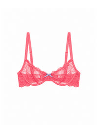 Bianca Lace Bra-Neon Coral-Fleur du Mal-flat