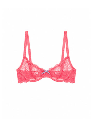 Bianca Lace Bra-Neon Coral-Fleur du Mal-flat