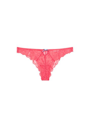 Bianca Lace Cheeky-Neon Coral-Fleur du Mal-flat