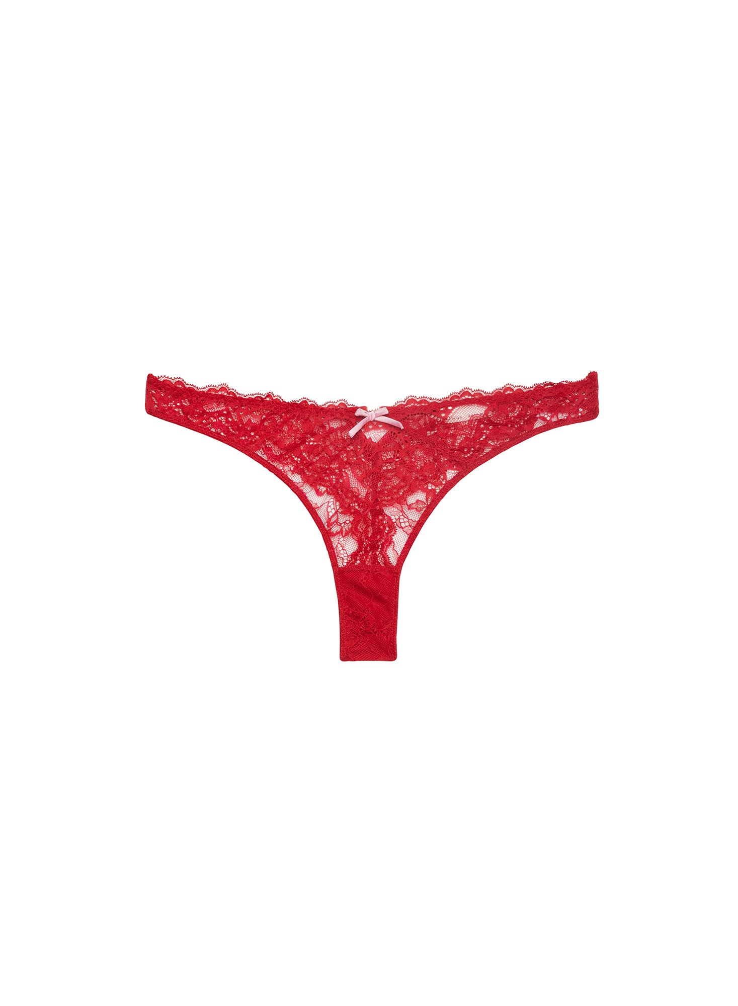 Bianca Lace Thong in red-fleur du mal-flat