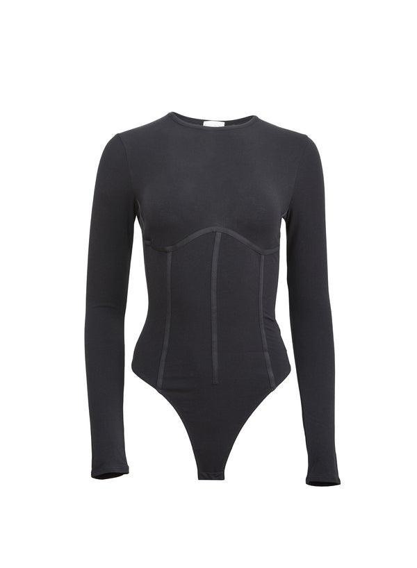 Black - Organic Cotton Long Sleeve T-Shirt Bodysuit | Fleur du Mal