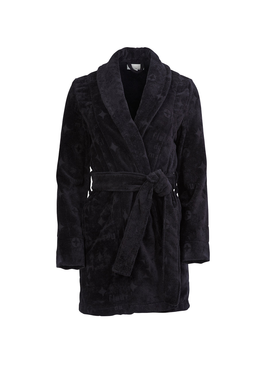 Black - Terrycloth Short Robe | Fleur du Mal