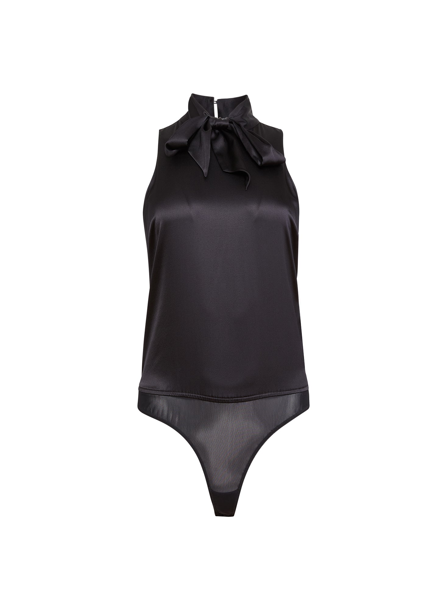 silk blouson bodysuit in black