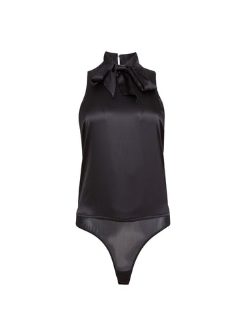 Black - Silk Blouson Bodysuit | Fleur du Mal