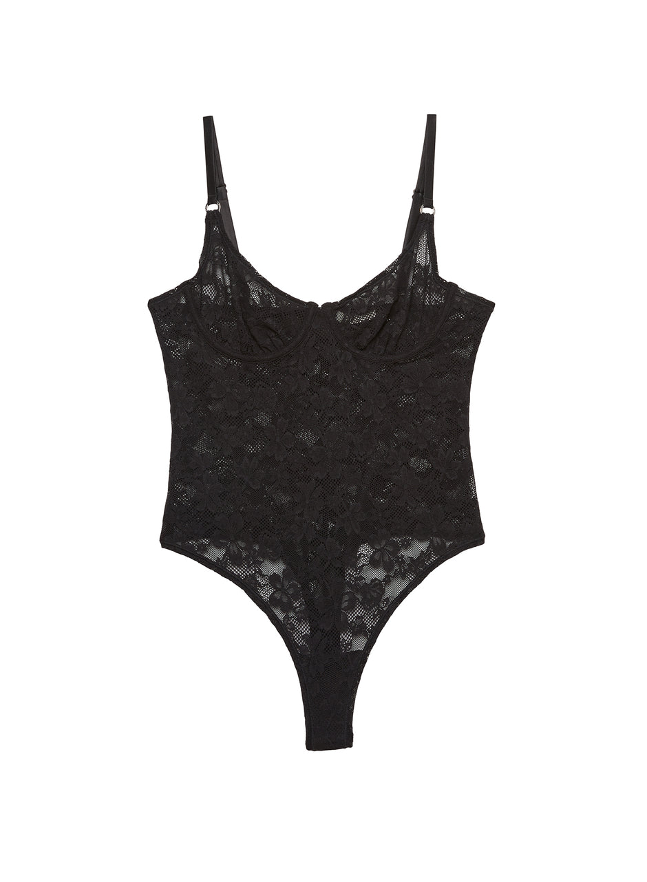 Black - Le Stretch Lace Bodysuit | Fleur du Mal