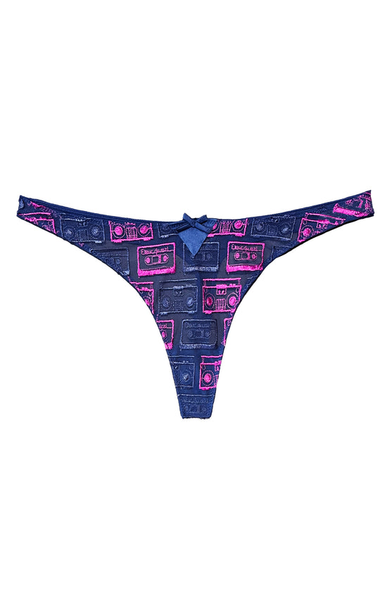 Boombox Embroidery Thong