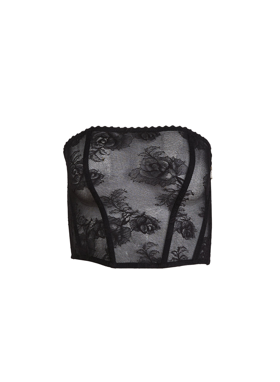 Black - Bouquet Lace Corset Top | Fleur du Mal