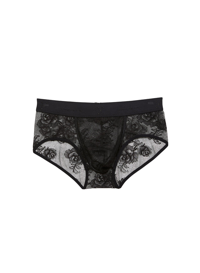 Black - Men&#39;s Bouquet Lace Brief | Fleur du Mal