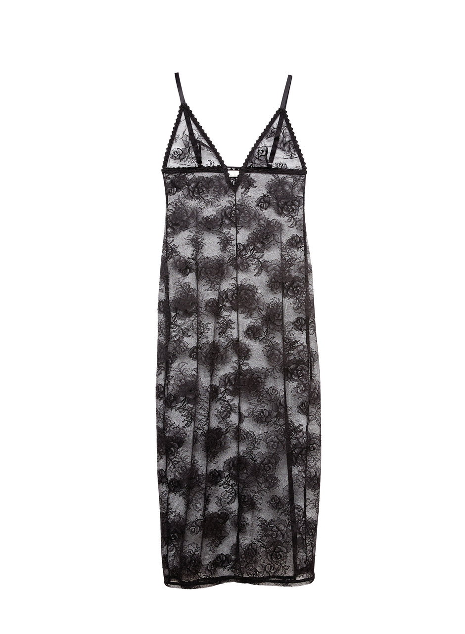 Black - Long Bouquet Lace Slip | Fleur du Mal