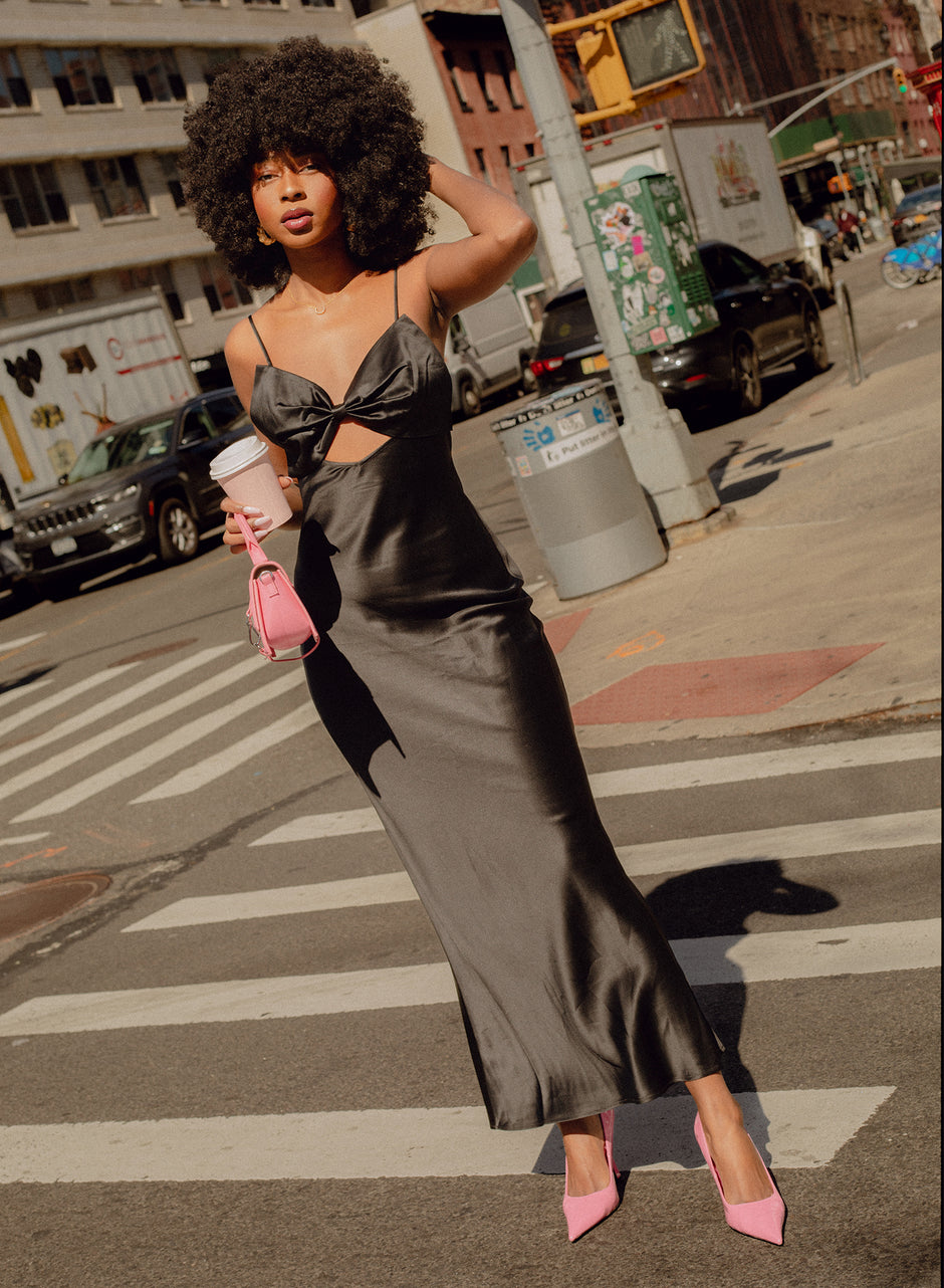 Black - Bow Slip Dress | Fleur du Mal
