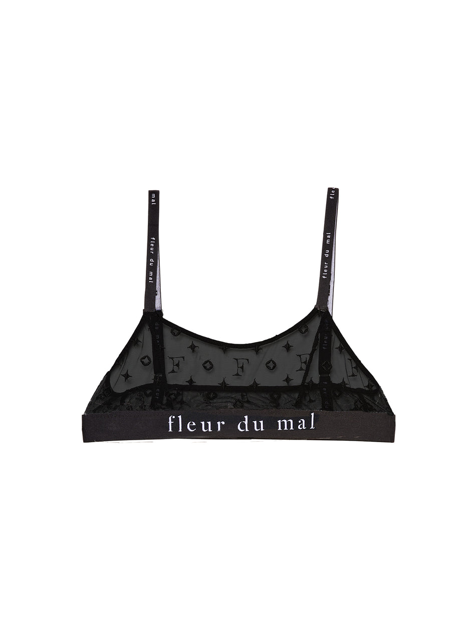 Black - Monogram Embroidery Soft Bralette | Fleur du Mal