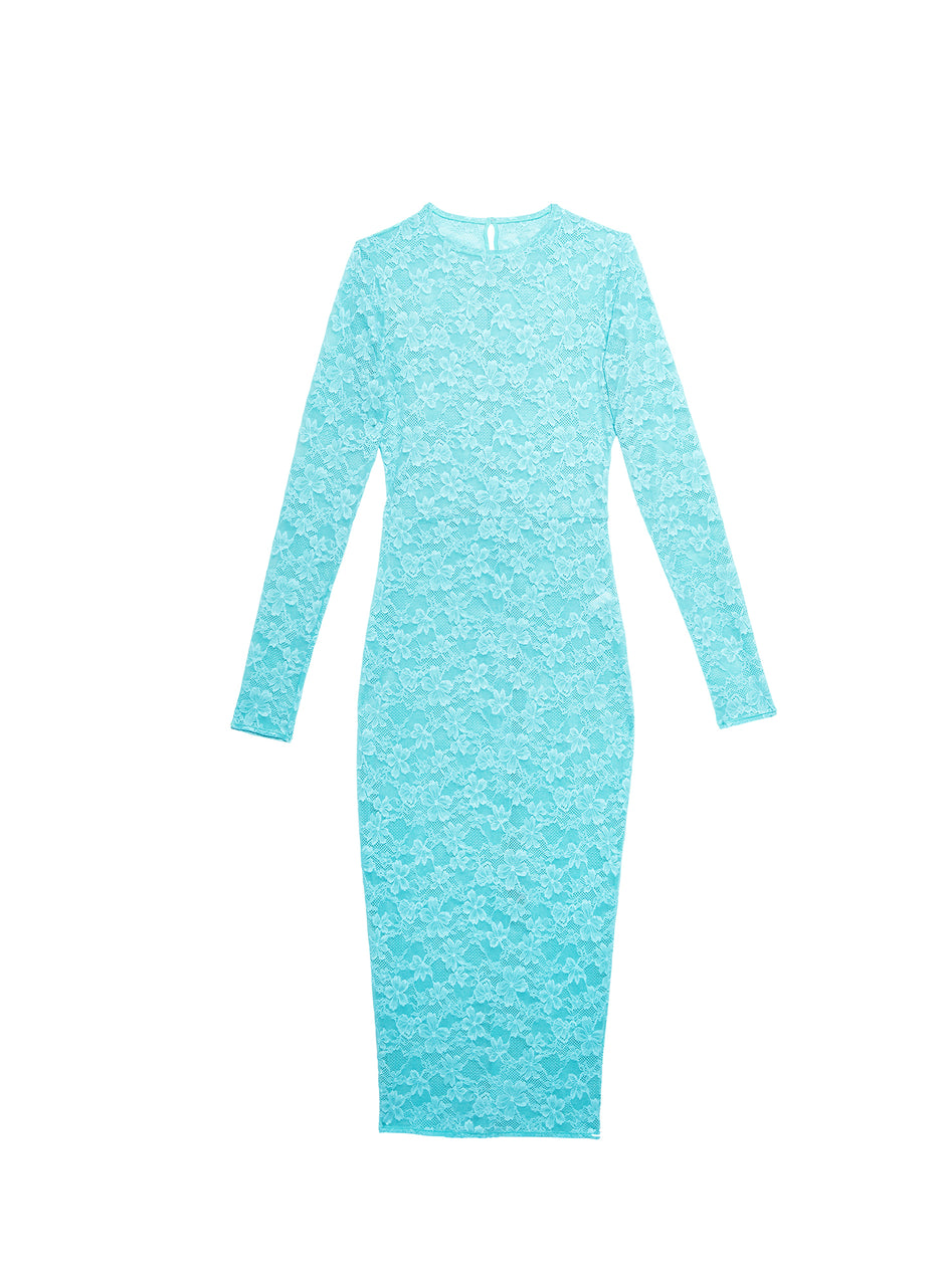 Bright jade - Le Stretch Lace Long Sleeve Dress | Fleur du Mal