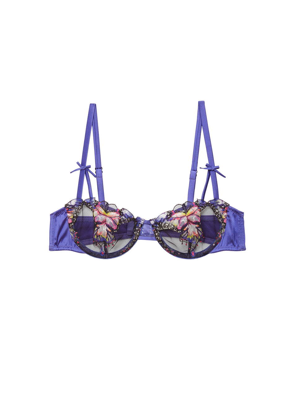 Periwinkle - Butterfly Embroidery Balconette Bra | Fleur du Mal