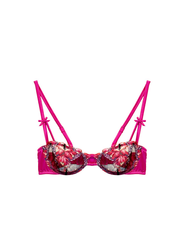 Cerise - Butterfly Embroidery Balconette Bra | Fleur du Mal