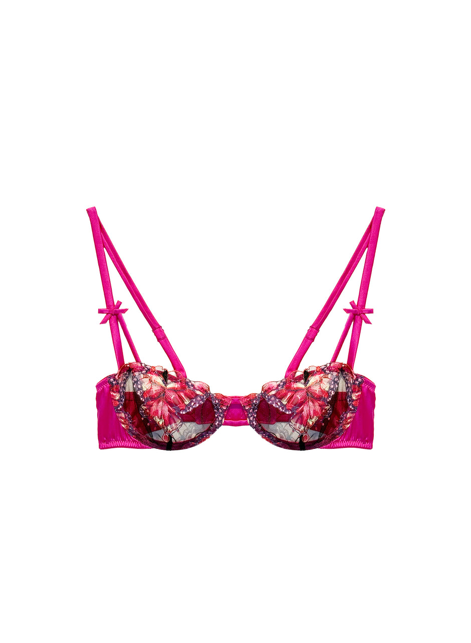 Cerise - Butterfly Embroidery Balconette Bra | Fleur du Mal