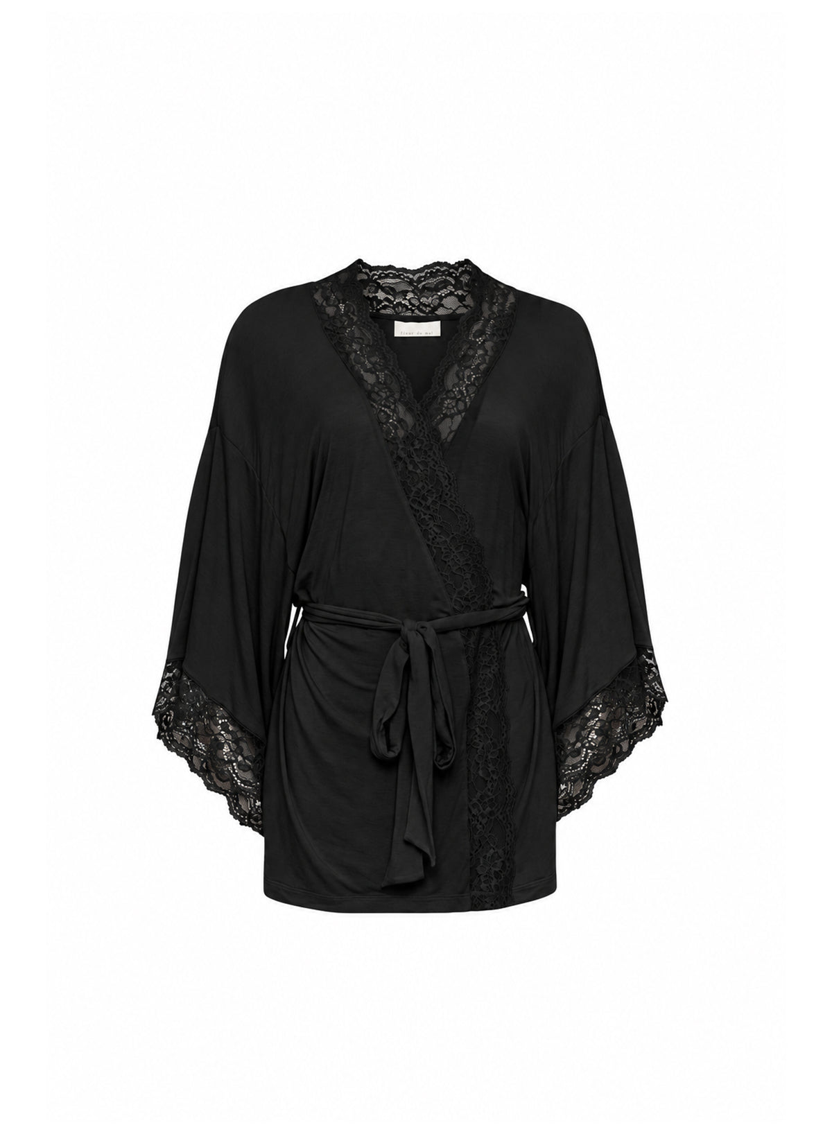 Butter Soft Lace Robe-Black-Fleur du Mal-flat