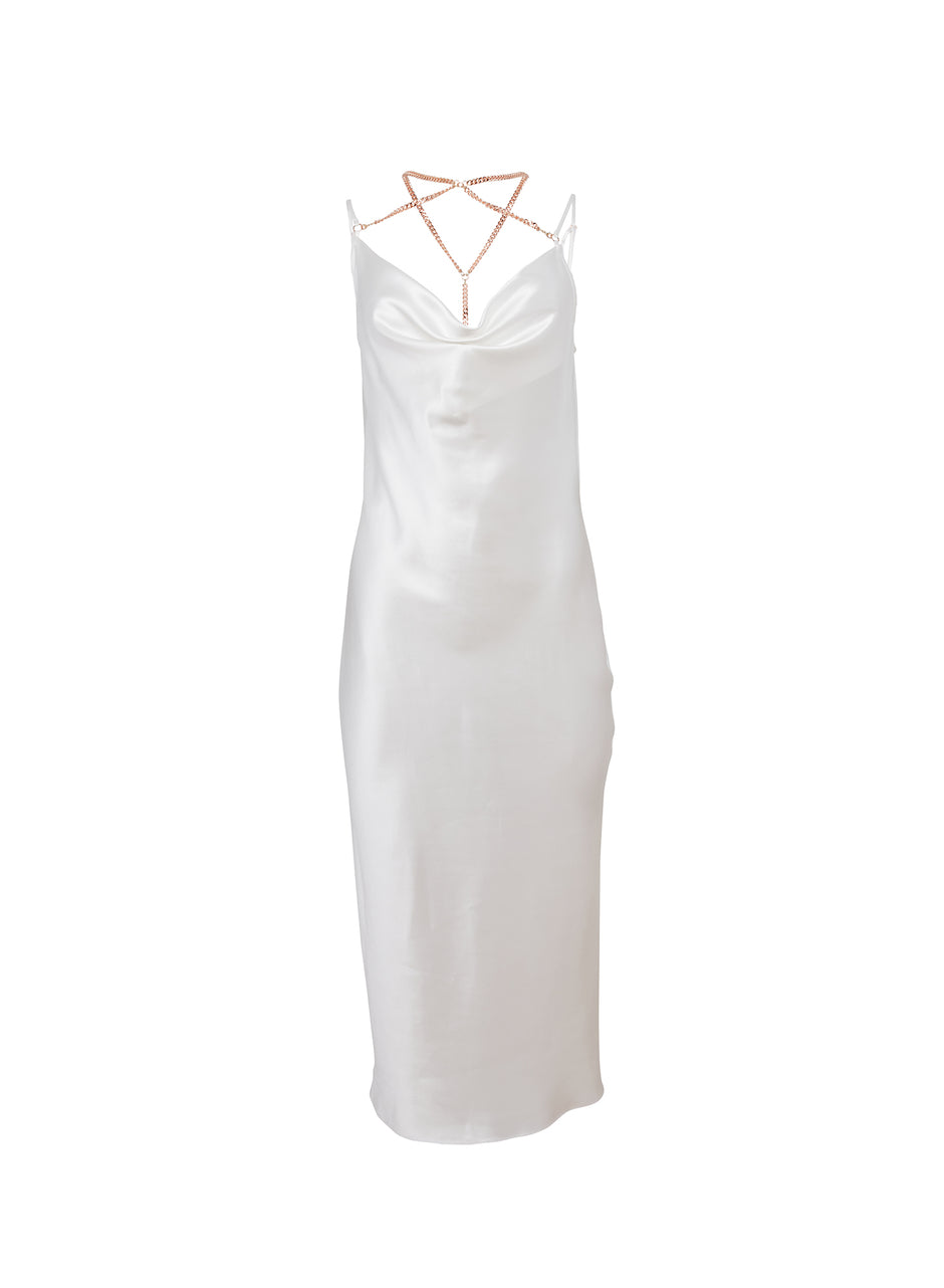 Ivory - Chain Strap Midi Dress | Fleur du Mal